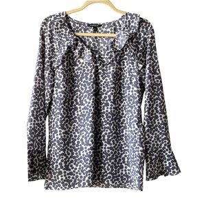 Vintage Banana Republic Gray Polka Dot Top Relaxed Fit Business Casual Blouse, M